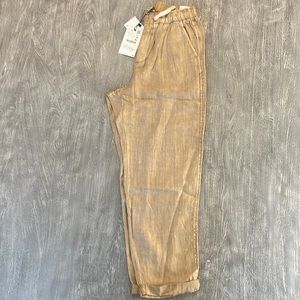 Beige linen cuffed khaki pants from Zara boys size 13-14 new with tags